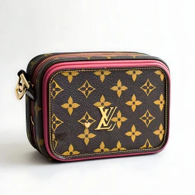 Designer Handbag with Monogram Print and Gold Hardware