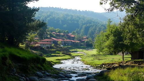 Tranquil Mountain Village Scene