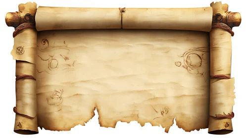 Vintage Parchment Map Scroll Illustration