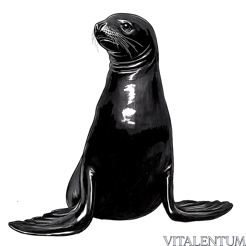 Black and White Seal Artwork AI Image