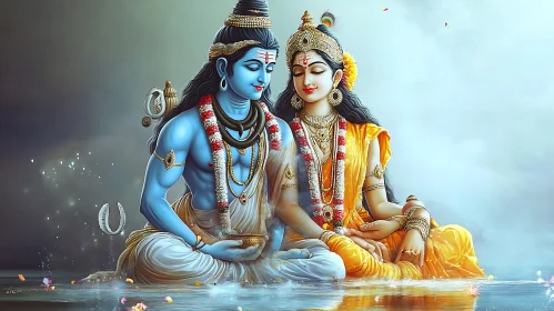 Serene Gods: A Hindu Couple's Portrait