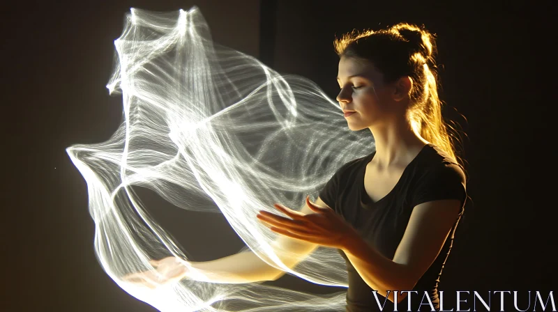 AI ART Woman in Light Painting Art