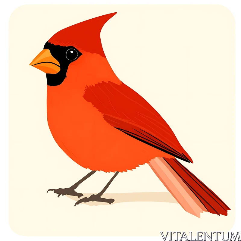 Stylized Cardinal Bird Portrait AI Image