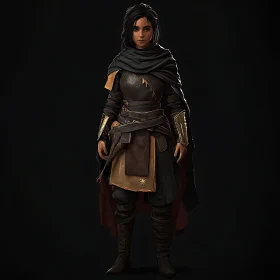 Female Warrior in Detailed Armor