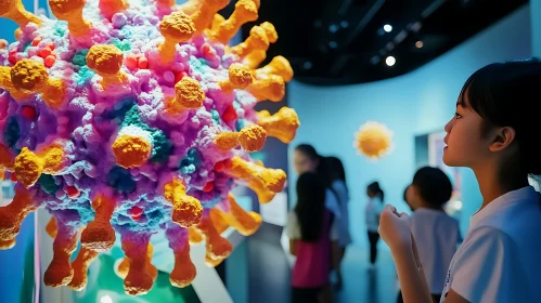 Colorful Virus Model on Display