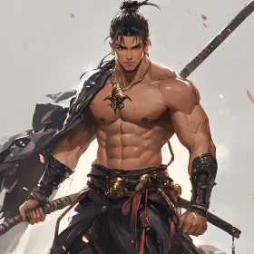 Muscular Man with Sword Illustration