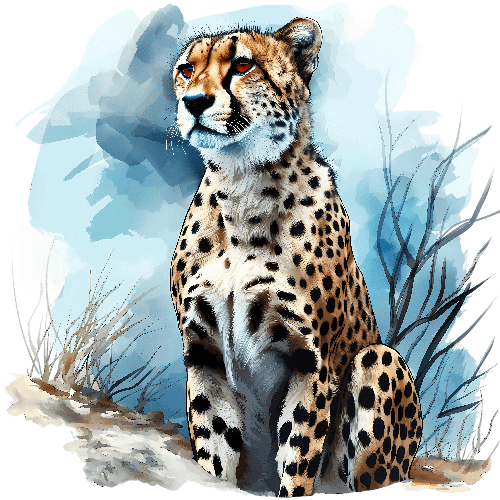 Elegant Cheetah T-Shirt Design in Watercolor Style