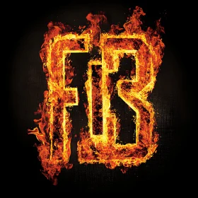 Burning Letters 'F R' in Fiery Flames Art