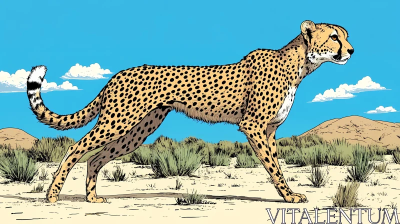 Poised Cheetah in Nature AI Image