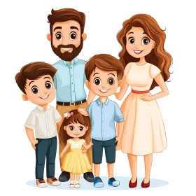 Happy Family Cartoon Style