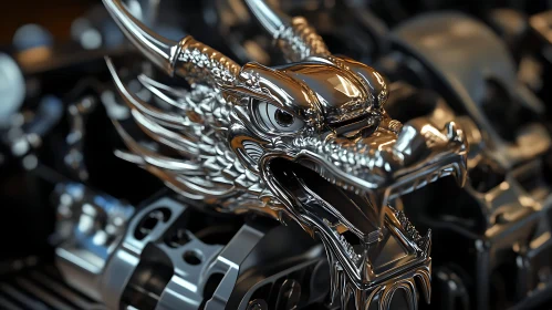 Metallic Dragon Head Close-up