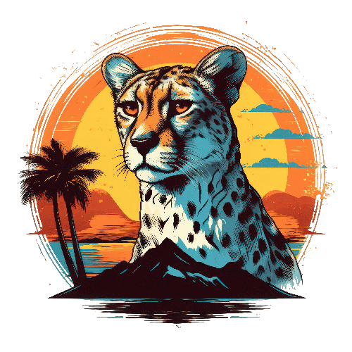 Realistic Digital Illustration of a Cheetah at Sunset POD Design