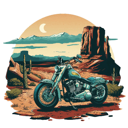 Softail Springer Motorcycle in a Desert Landscape