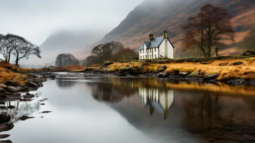 Whistlerian Scottish Landscape with House in River