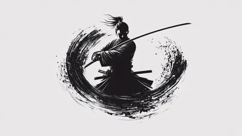 Monochrome Samurai Art