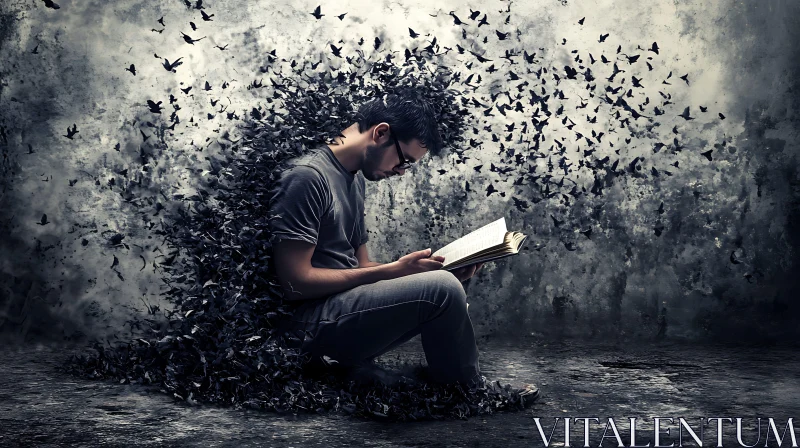 Reader's Flight: A Literary Escape AI Image