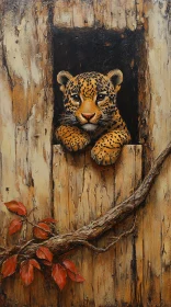 Leopard in Natural Habitat Art Piece