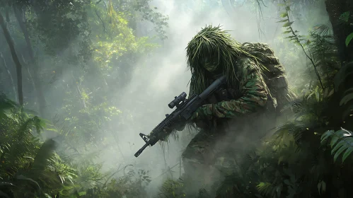 Forest Ambush: A Sniper's Vigil