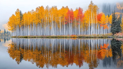 Autumn Birch Grove Reflection