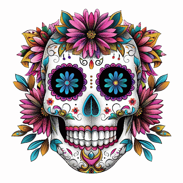 Decorative Skull with Flowers POD Design