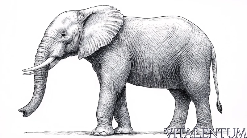 Elephant Sketch Art AI Image