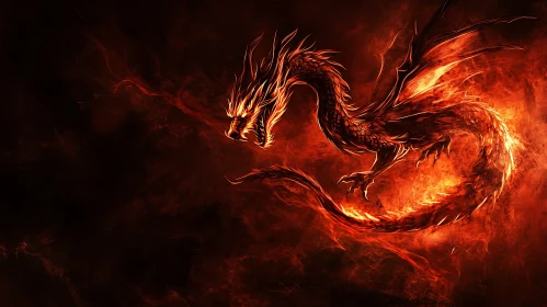 Dragon engulfed in flames