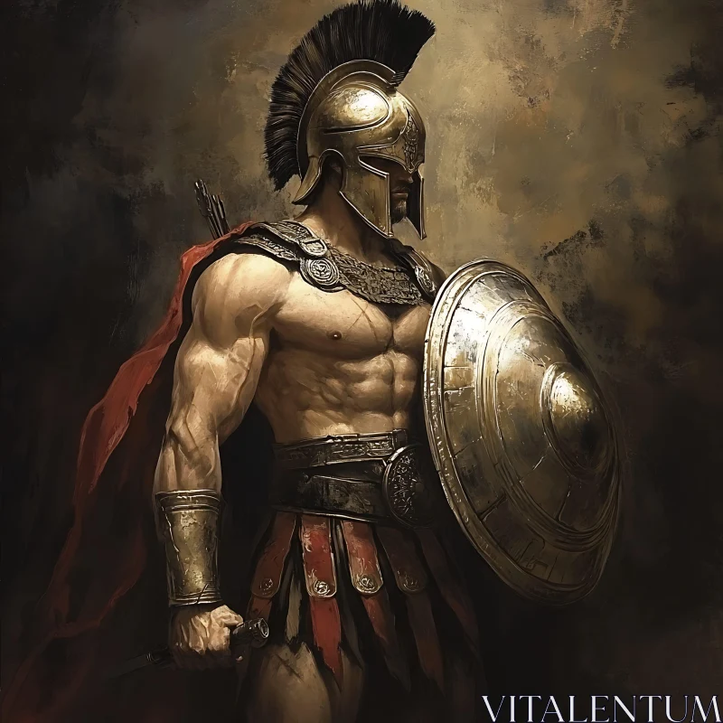 AI ART Spartan Warrior with Shield and Sword