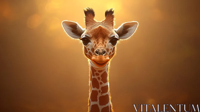 Golden Light on a Giraffe's Face AI Image