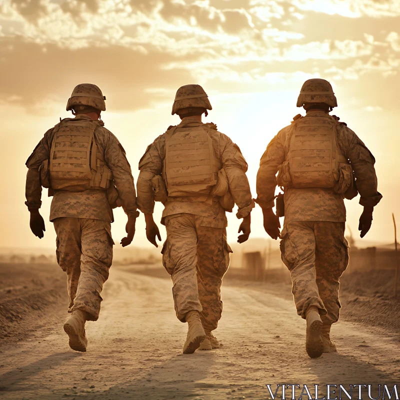 Military Men in Uniform at Sunset AI Image