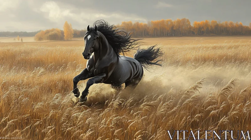 AI ART Horse in the Fields