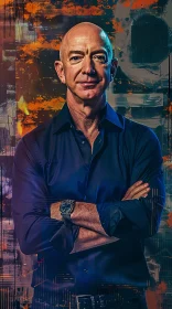 Jeff Bezos with Colorful Abstract Background