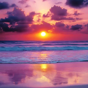Ocean Sunset with Pink Clouds