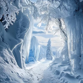 Snowy Path in Winter Wonderland