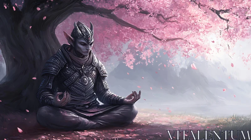 AI ART Armored Elf Meditating