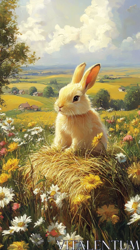 AI ART Charming Rabbit in Vibrant Bloom