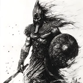 Monochrome Rendering of a Warrior