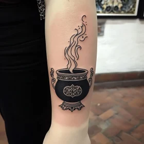 Blackwork Cauldron Tattoo Art