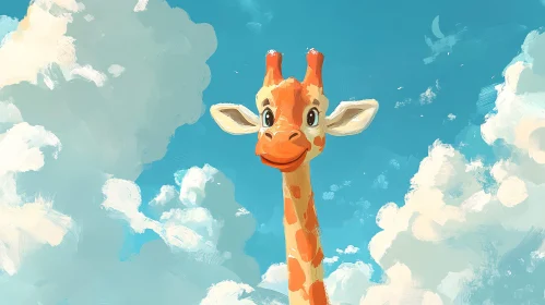 Playful Giraffe and Clouds Art
