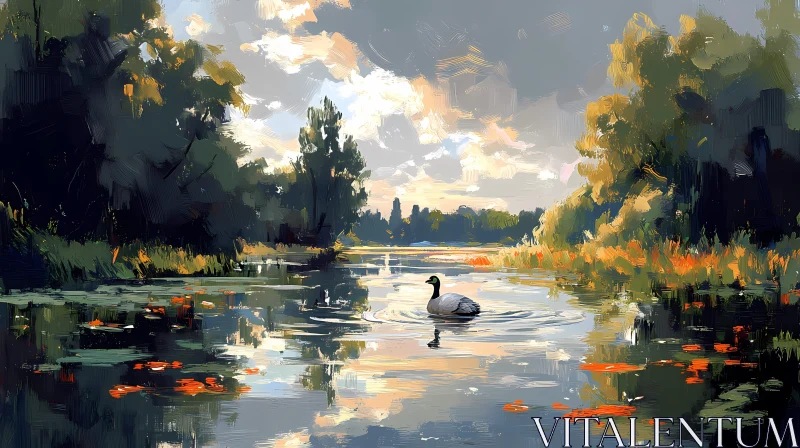 Swan Lake Serenity AI Image