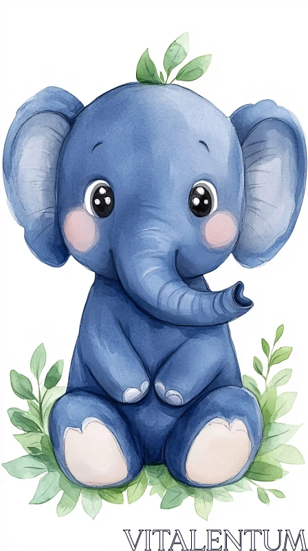 Cute Baby Elephant Art AI Image