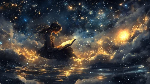 Starlight Reader on Floating Cloud