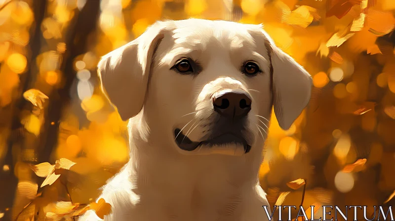 Golden Canine Autumn Portrait AI Image