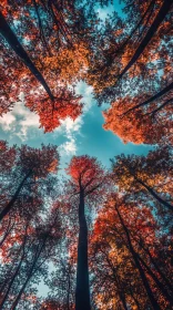 Vibrant Autumn Foliage and Tree Trunks