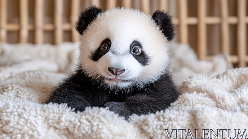 AI ART Cute Baby Panda on Soft Blanket