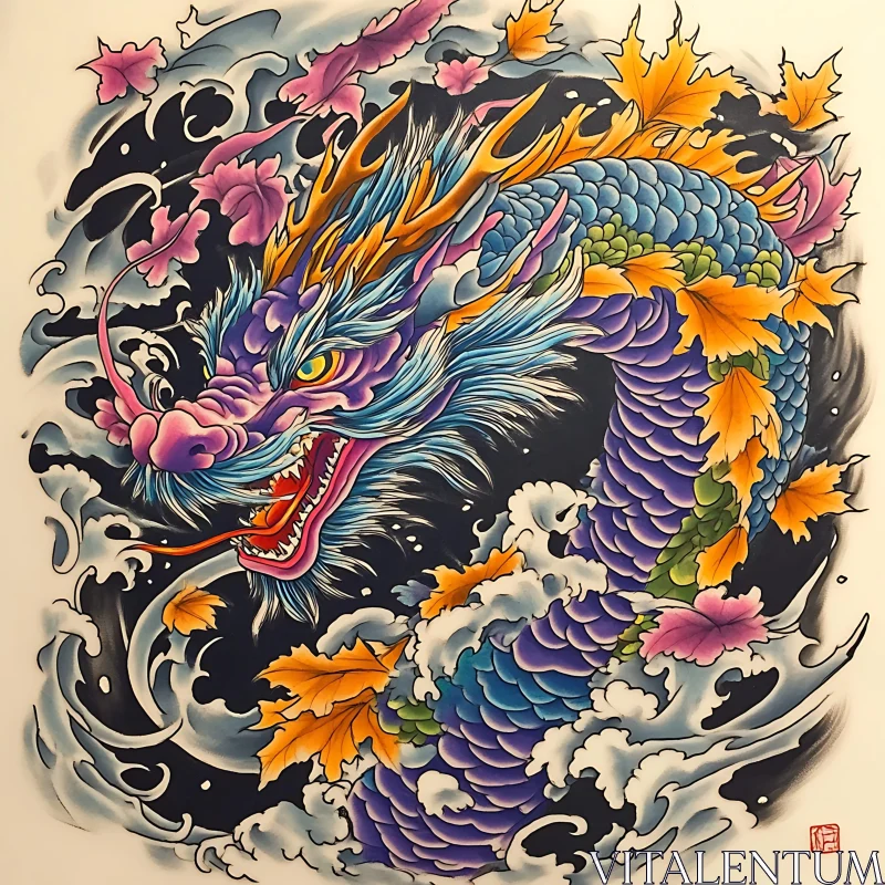 AI ART Mythical Dragon in Oriental Art Style