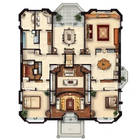 Detailed Floor Plan of a Luxurious House