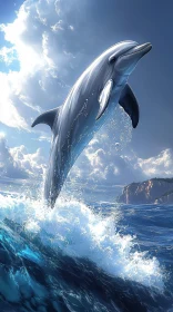 Dolphin Jump Amidst Ocean Waves