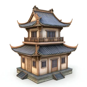 Two-Story Asian Temple Model
