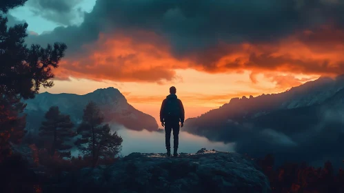 Silhouette at Mountain Sunset