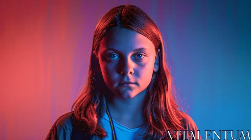 AI ART Greta Thunberg Mixed Lighting Portrait